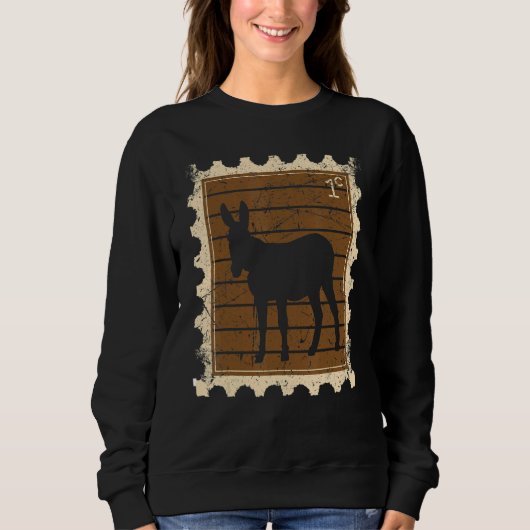 Briefmarke Mit Einem Esel Sweatshirt (Vorderseite)
