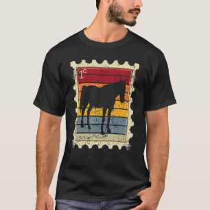 Briefmarke mit einem Sonnenuntergang-Pferd 3 T-Shirt