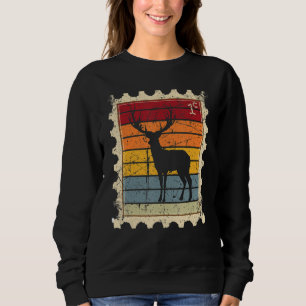 Briefmarke mit einem Sonnenuntergangs Hirsch Sweatshirt