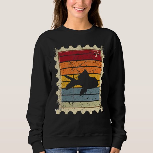 Briefmarke mit einem Sonnenuntergangsfisch Sweatshirt (Vorderseite)