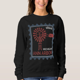 Briefmarke mit einer alten Windkraftanlage in Ann  Sweatshirt
