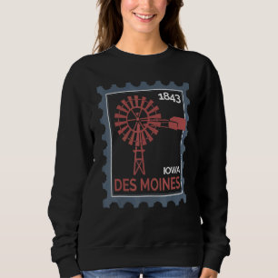 Briefmarke mit einer alten Windkraftanlage in Des Sweatshirt
