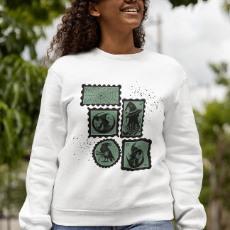 Briefmarke mit Halloween-Symbolen Sweatshirt