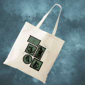 Briefmarke mit Halloween-Symbolen Tragetasche