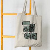 Briefmarke mit Halloween-Symbolen Tragetasche