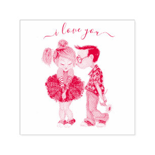 Briefmarke mit romantischem Paar - Liebe - I Liebe Permastempel