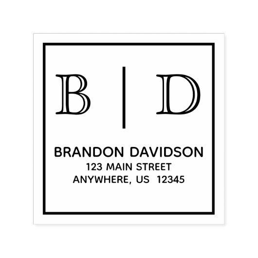 Briefmarke mit zwei Buchstaben, Monogramm, selbstf Permastempel (Design)