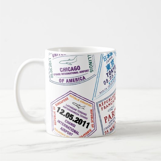 Briefmarke-Muster für Passport Kaffeetasse (Links)