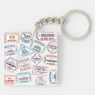 Briefmarke-Muster für Passport Schlüsselanhänger