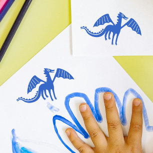 Briefmarke niedlicher Drache   Lächelnde Pose Gummistempel