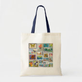 Briefmarke Patches Tote Bag Tragetasche (Vorne)
