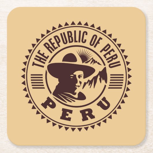 Briefmarke, Peru Rechteckiger Pappuntersetzer (Vorderseite)