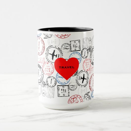 Briefmarke Reisedesign Tasse (Zentrum)