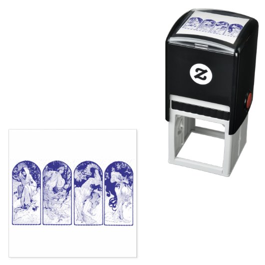 BRIEFMARKE RUBBER: MUCHA : DIE SAISONEN PERMASTEMPEL (Beispiel)