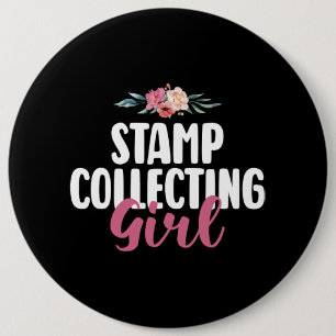 Briefmarke sammeln Girl Postage Briefmarke Sammler Button