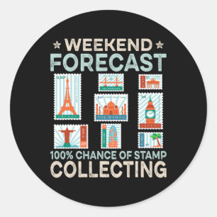 Briefmarke Sammeln Shirt für Sammler Funny Weeken Runder Aufkleber