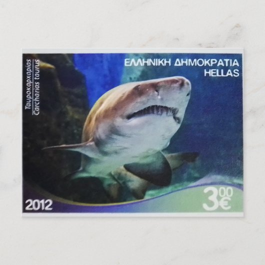 Briefmarke Sand Tigerhai Postkarte (Vorderseite)