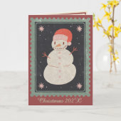 Briefmarke Snowman Weihnachtskarte Rot & Grün Karte (Gelbe Blume)