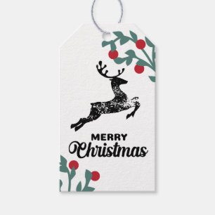 Briefmarke Stil Hirsch Weihnachtsgeschenk Tag Geschenkanhänger