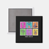 Briefmarke Trick oder Ot Berufskrafttherme Skelett Magnet (Vorderseite/Rückseite)
