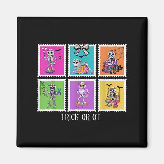 Briefmarke Trick oder Ot Berufskrafttherme Skelett Magnet (Vorne)