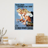 BRIEFMARKE und Kriegsanleihen des Zweiten Weltkrie Poster (Küche)