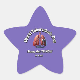 Briefmarke unsere TB jetzt. Welttuberkulosetag. Stern-Aufkleber