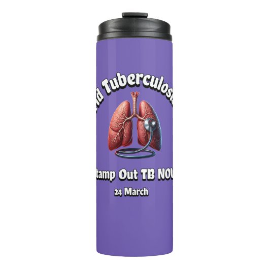 Briefmarke unsere TB jetzt. Welttuberkulosetag. Thermosbecher (Vorderseite)