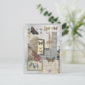 Briefmarke Vintag Ephemera Decoupage Postkarte (Stehend Vorderseite)