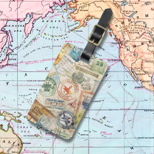 Briefmarke Vintag Gepäckanhänger