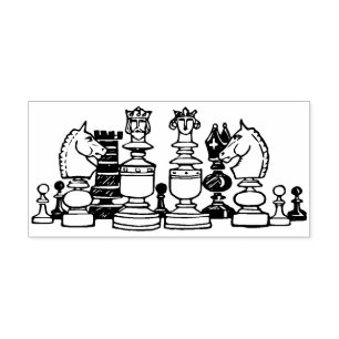 Briefmarke von Schachfiguren Gummistempel
