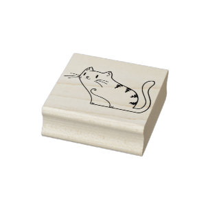 Briefmarke von Tabby Cat Illustration Gummistempel