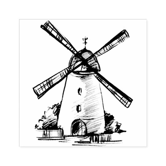 Briefmarke von Windmühle Gummistempel (Prägung)