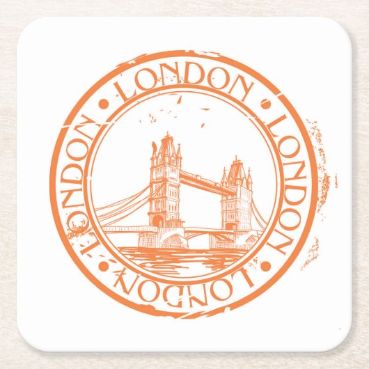 Briefmarke zur Stornierung von London Rechteckiger Pappuntersetzer (Vorderseite)