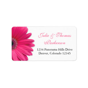 Briefmarken für Hochzeitadresse   Pink Gerbera Dai Adressaufkleber