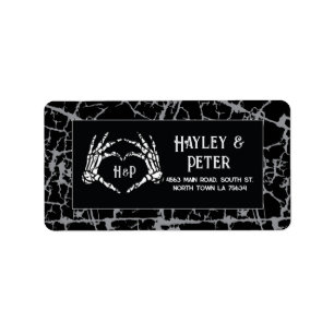 Briefmarken für Hochzeitaufkleber Skelettherz Adressaufkleber