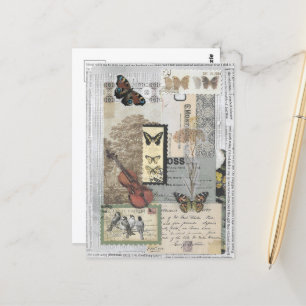 Briefmarken Vintage-Ephemera Decoupage Postkarte