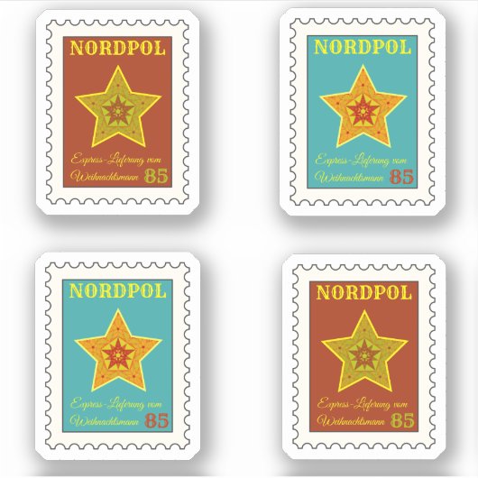 Briefmarken vom Weihnachtsmann Sticker (Vorderseite)