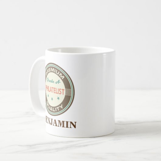 Briefmarkensammler personalisiertes kaffeetasse (Vorderseite Links)
