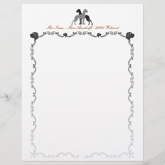 Briefpapier Doggen (Vorderseite)