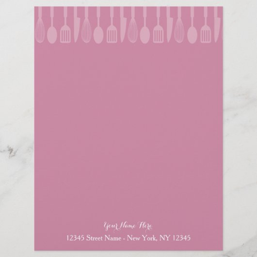 Briefpapier für die rosa Kochutensilien (Vorderseite)