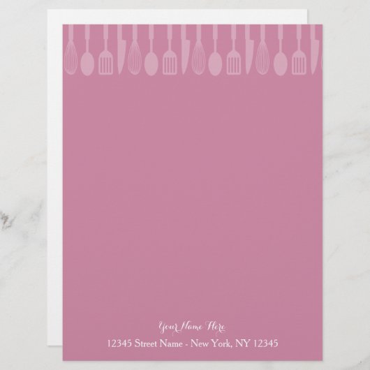 Briefpapier für die rosa Kochutensilien (Vorne/Hinten)