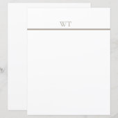 Briefpapier mit Monogramm und Taupe-Strich (Vorne/Hinten)