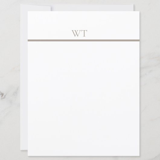 Briefpapier mit Monogramm und Taupe-Strich (Vorderseite)