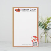 Briefpapier-Schablonen-Meeresfrüchte-Restaurant Briefpapier (Stehend Vorderseite)