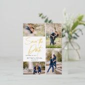 Brieftafelkollage Save the Date Folie Einladungspostkarte (Stehend vorne)