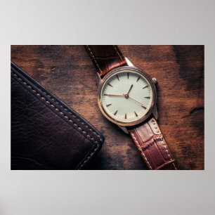 Brieftasche und Uhr. Geschäftsobjekte Poster