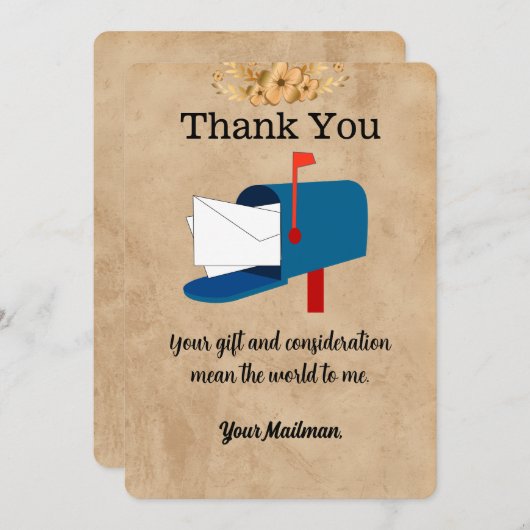 Briefträger Mailman Postal Mail Carrier Dankeskarte (Vorne/Hinten)