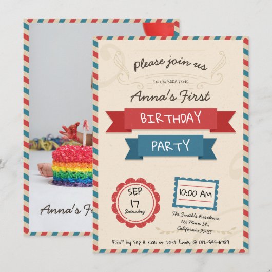 Briefumschlag. Einladung zum Geburtstag. (Vorne/Hinten)