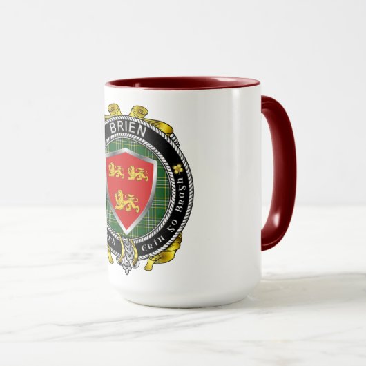 Brien/Bryan Irish Shield Combo Tasse 15oz (VorderseiteRechts)